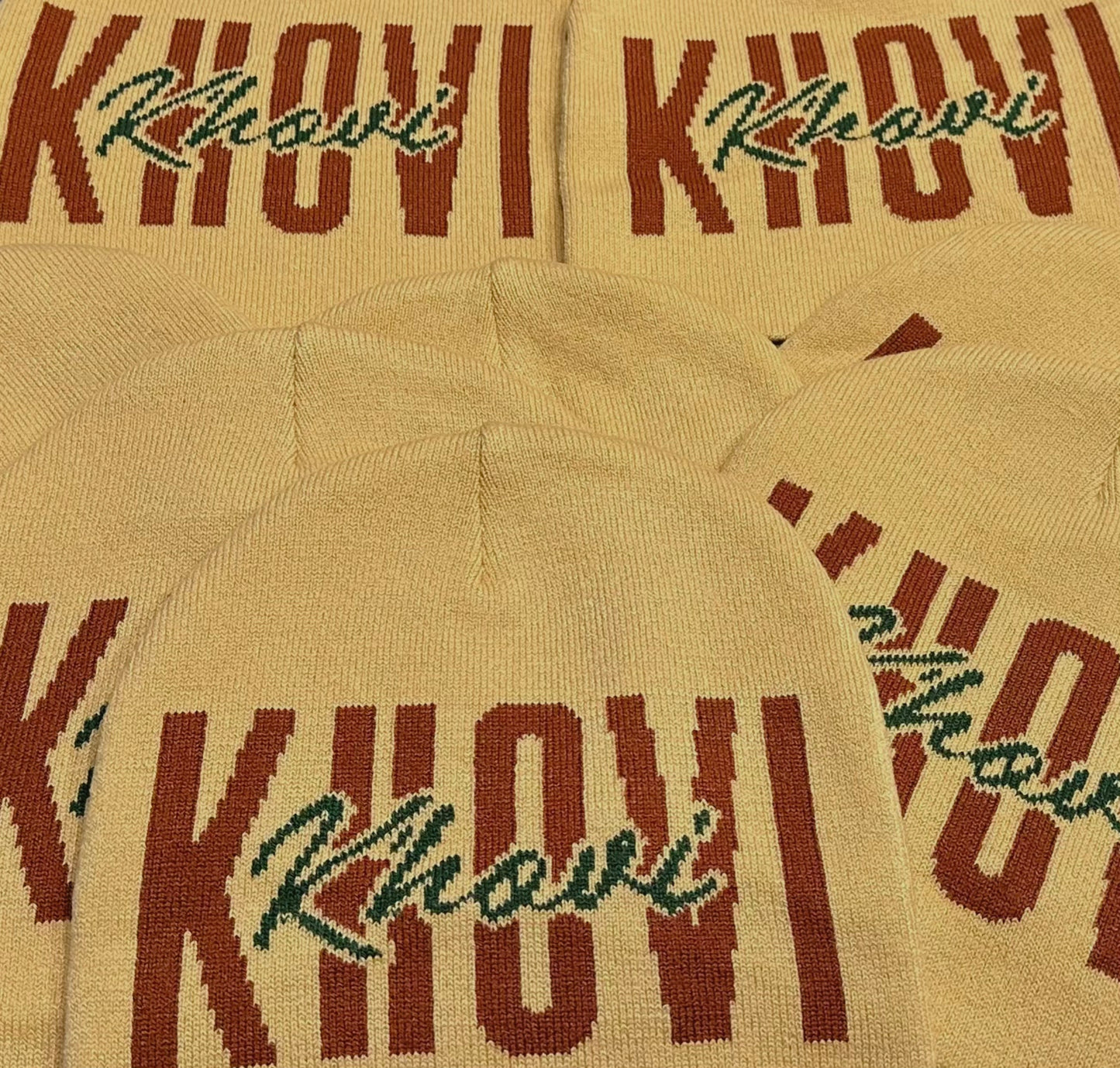 KHOVI Beanie - Tan, Burgundy, Green