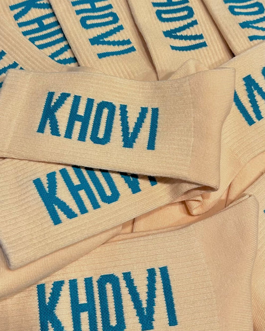 KHOVI Socks - Cream & Blue