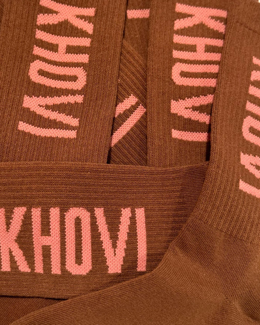 KHOVI Socks - Brown & Pink
